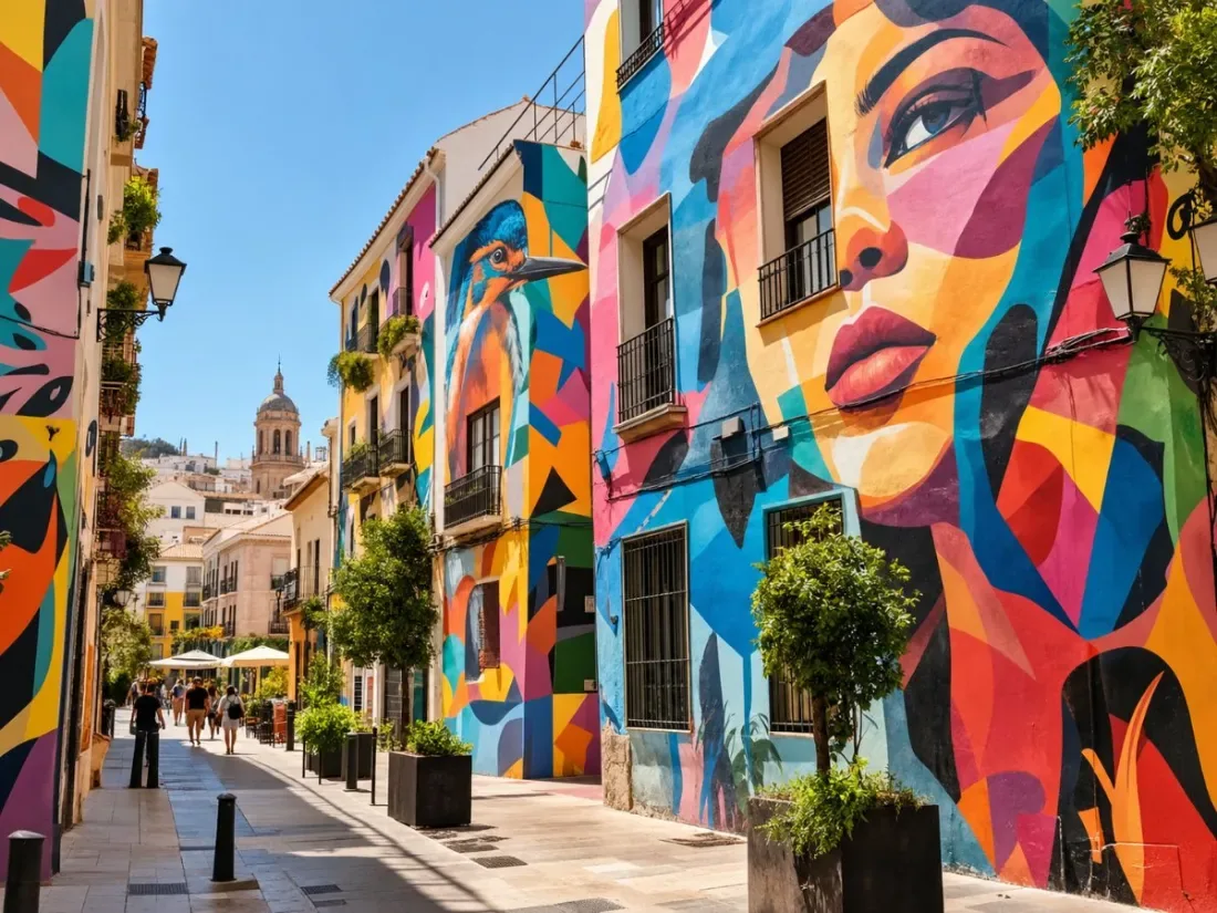 Murales colorati di street art in una strada di Soho